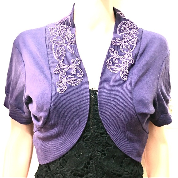 Style & Co. Sweaters - Purple, Beaded Decor Cardigan